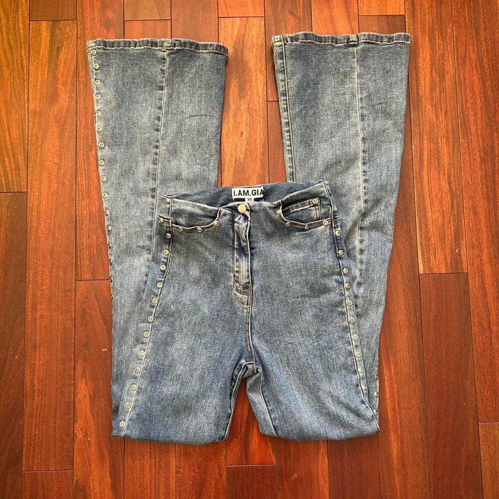 I AM GIA Studded Flare Jeans
